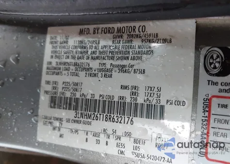 2008 Lincoln Mkz z USA, uszkodzony, nr VIN 3LNHM26T18R632176